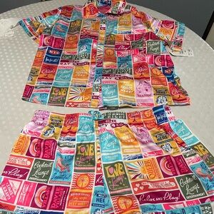 Colorful Postage Stamp Pajama Set